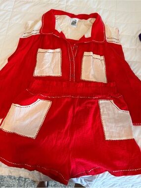 QUEEN OF SPARKLES Red and White Two-Piece Set